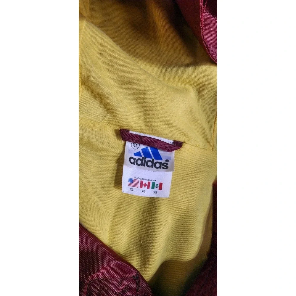 Adidas Pullover Jacket Youth Sz XL 18-20 Windbreaker Red Blue Hooded 1/4 Zip EUC